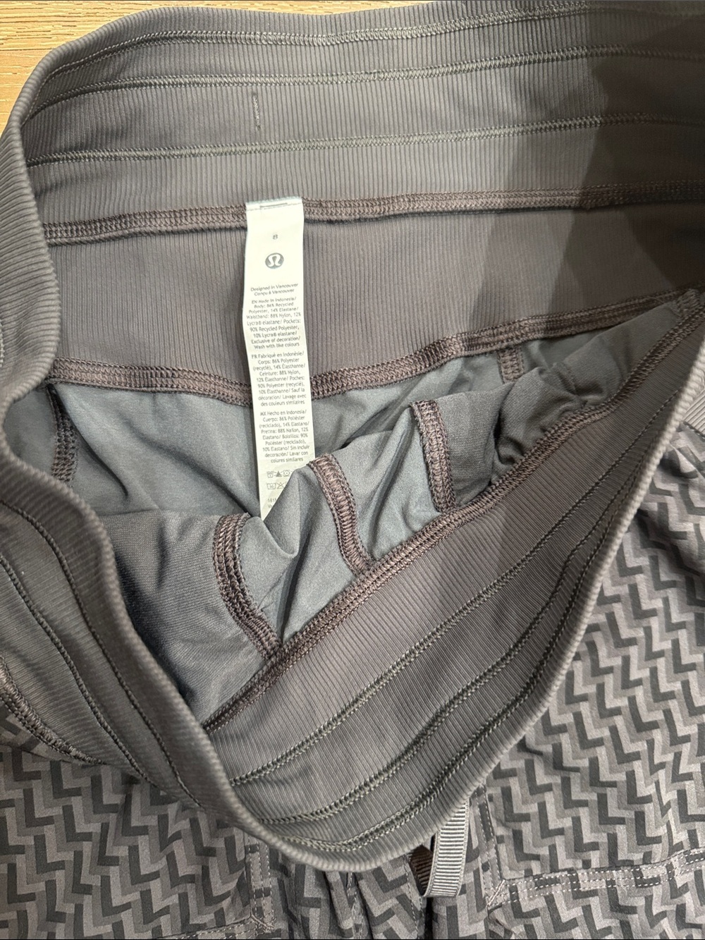 Lululemon Size 8 Gray Patterned Workout Pants High Rise - Picture 4 of 5